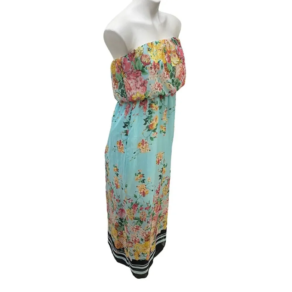 Socialite Maxi Dress Blazer Womens Medium Lot Strapless Floral Boho Coastal